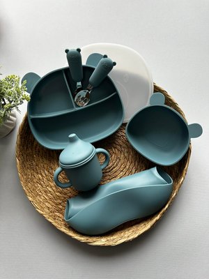 Набір посуду для першого прикорму Великий (кришка у Подарунок) Smoke Blue 545546763454689 фото